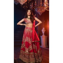 Jhanvi kapoor red color designer bridal Lehenga Choli